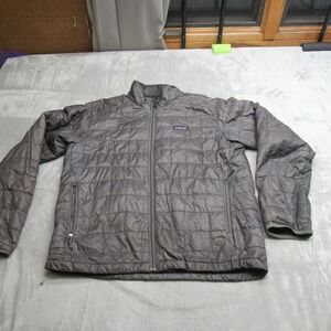 Patagonia Jacket Mens Medium Gray Lightweight Pack Full Zip Insulated Nano READ
